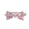 Pink moissanite bow open ring for women, light luxury, adjustable, romantic, sweet, exquisite and high-end ring Item Picture